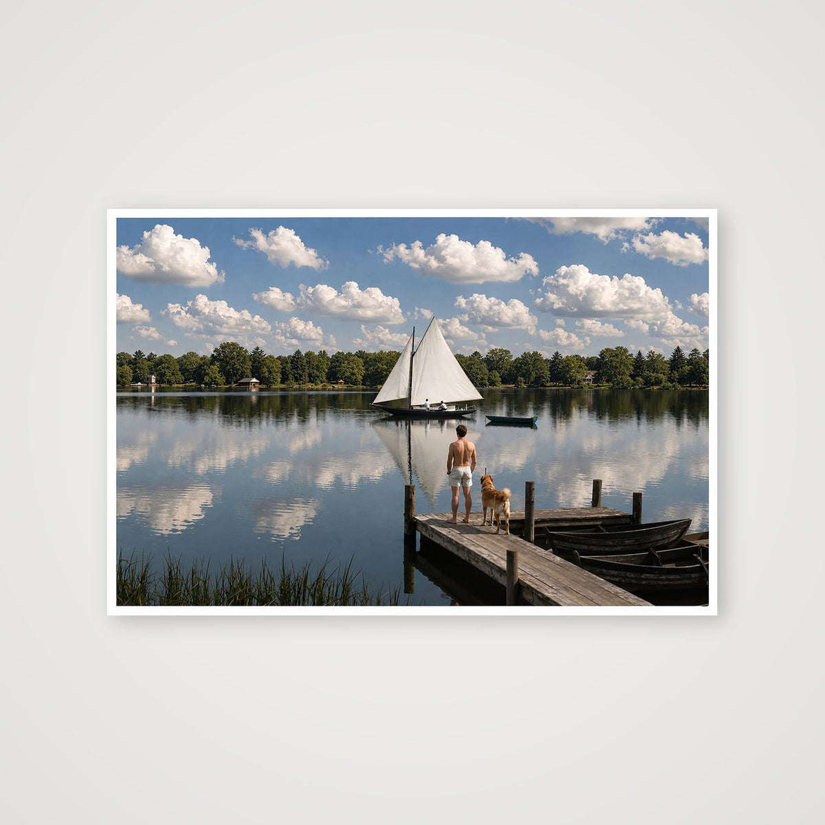 Sailboats on the lake — 60×40cm, 24×16" Print only