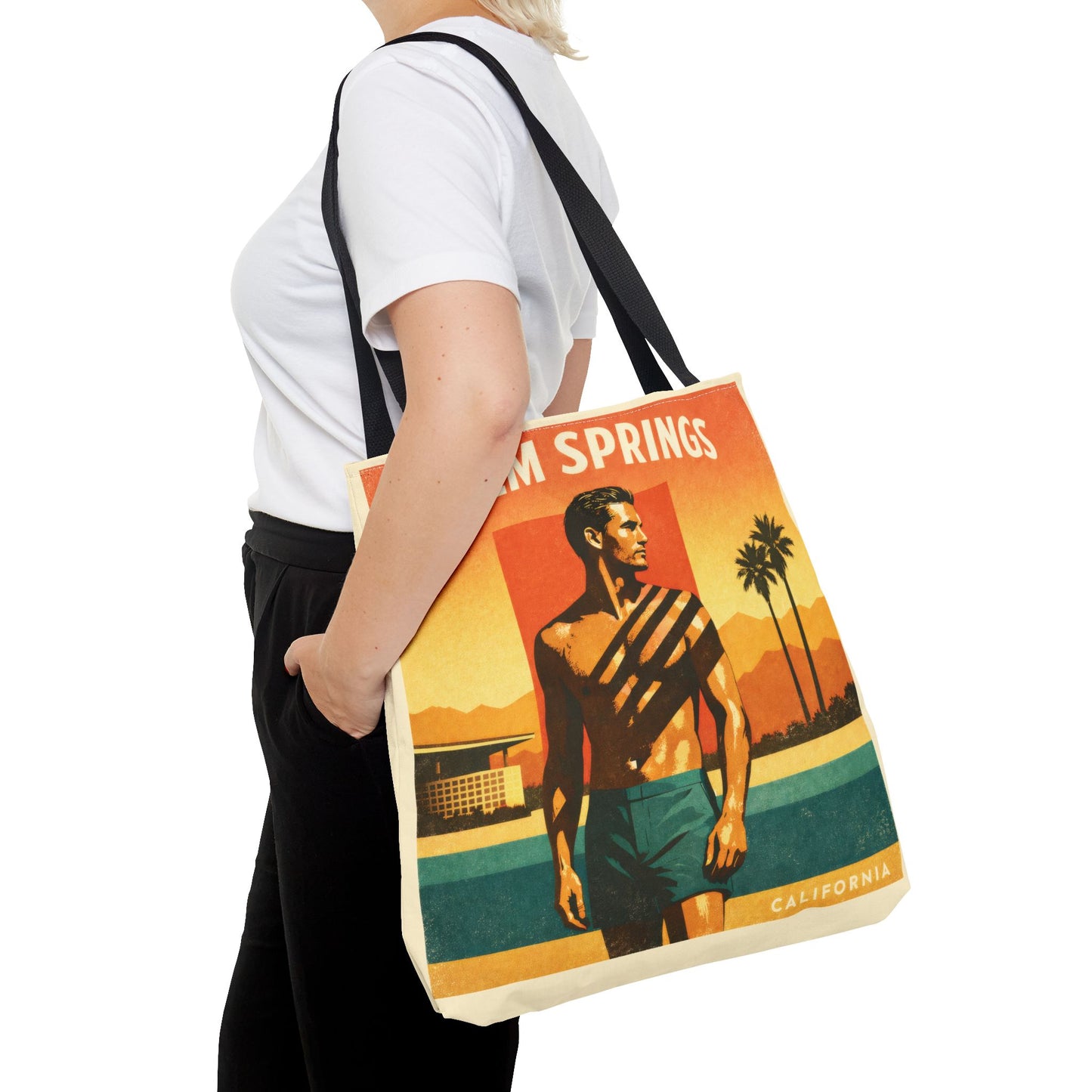Palm Springs Vintage Beach Tote Bag — Retro Sunset Travel Tote