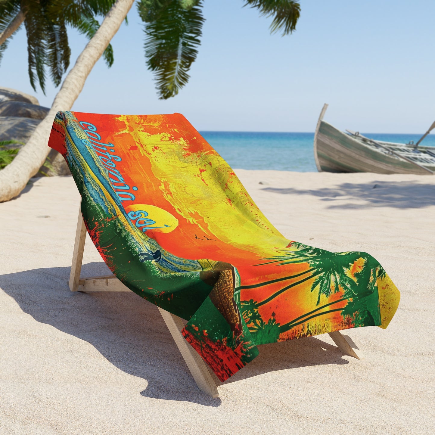 California sol sunset Beach Towel