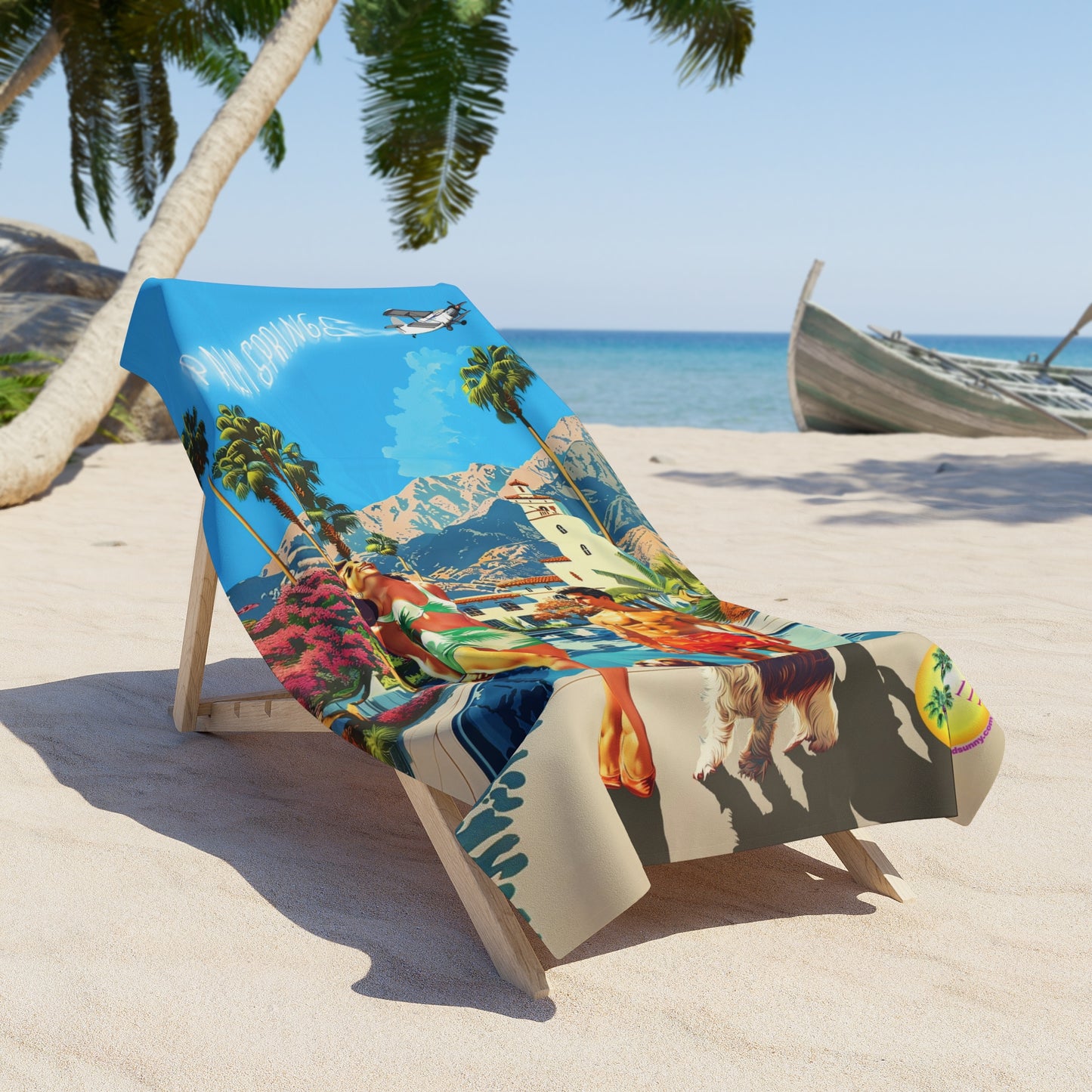 Vintage Palm Springs PS House Beach Towel