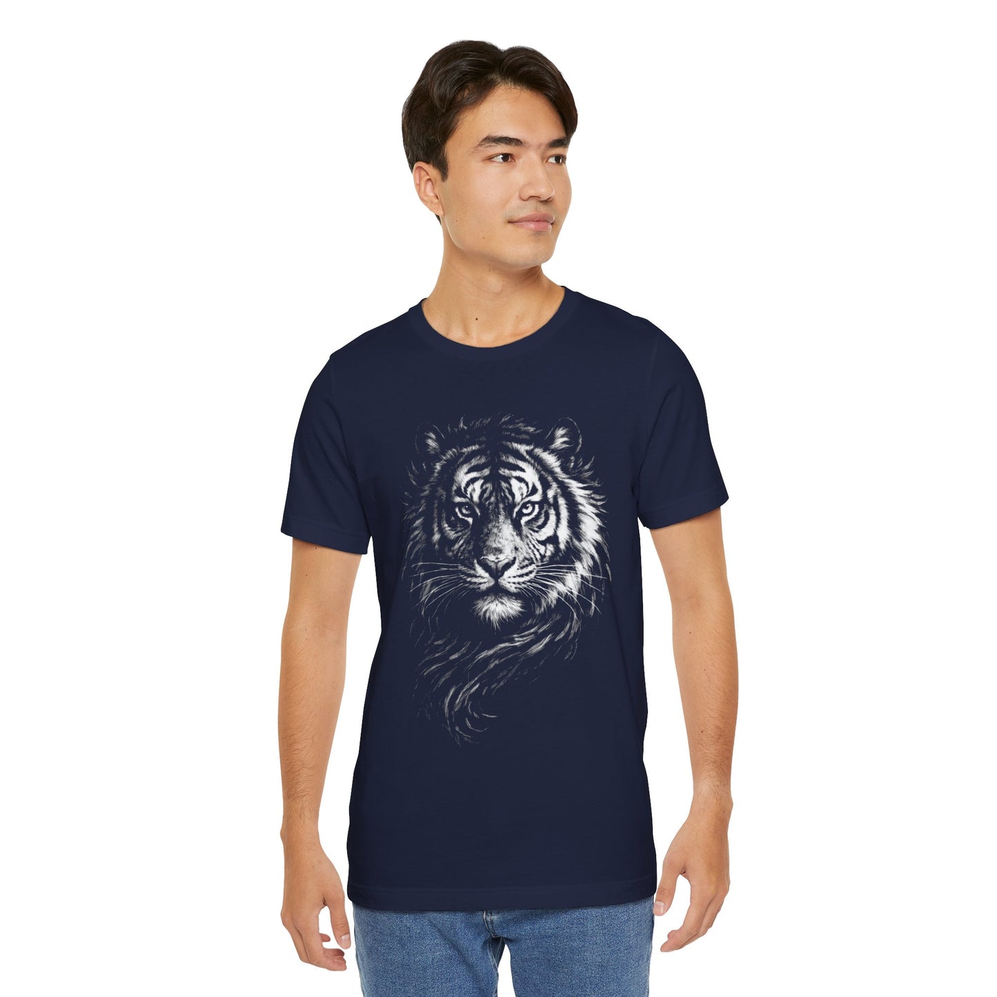 Tiger in chalk drawing style, animal art tee, Unisex Jersey Short Sleeve Tee