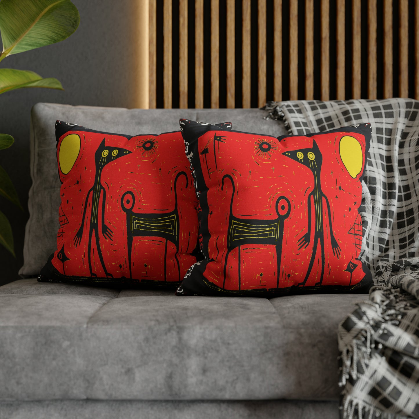 Alien Pillow in Black & Red