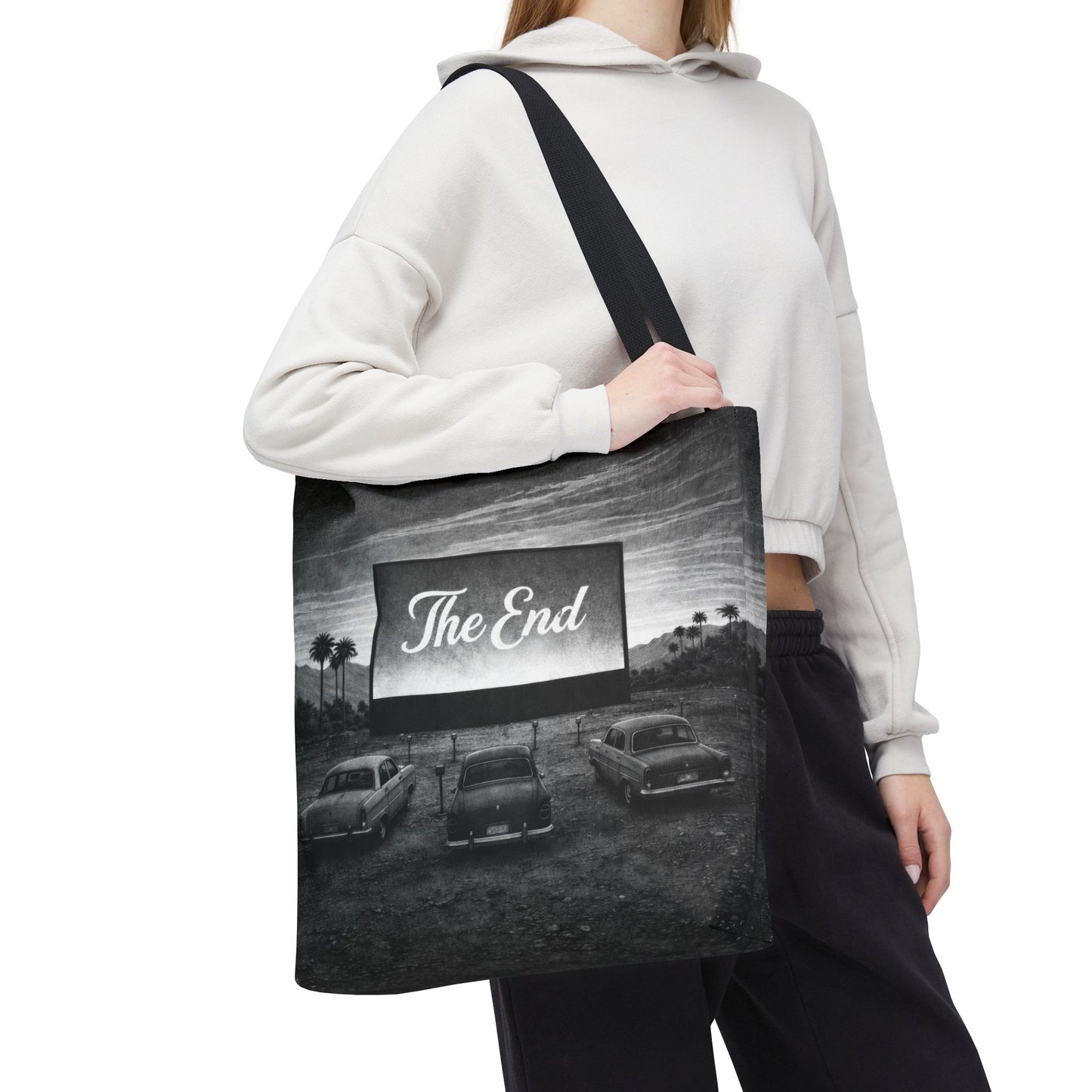 Retro Drive-In Tote Bag — 'The End' Vintage Drive In Theater Canvas Tote