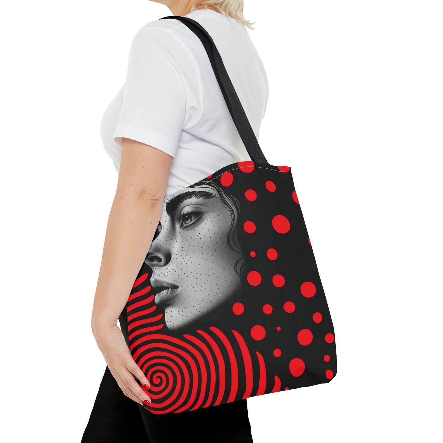 Red swirl Tote Bag in 3 sizes