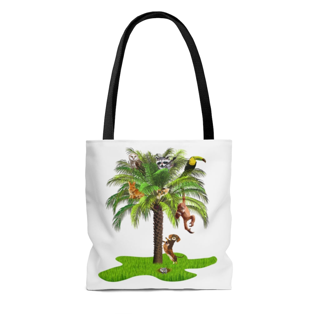 Hiding Zoo in Palm Kids AOP Tote Bag