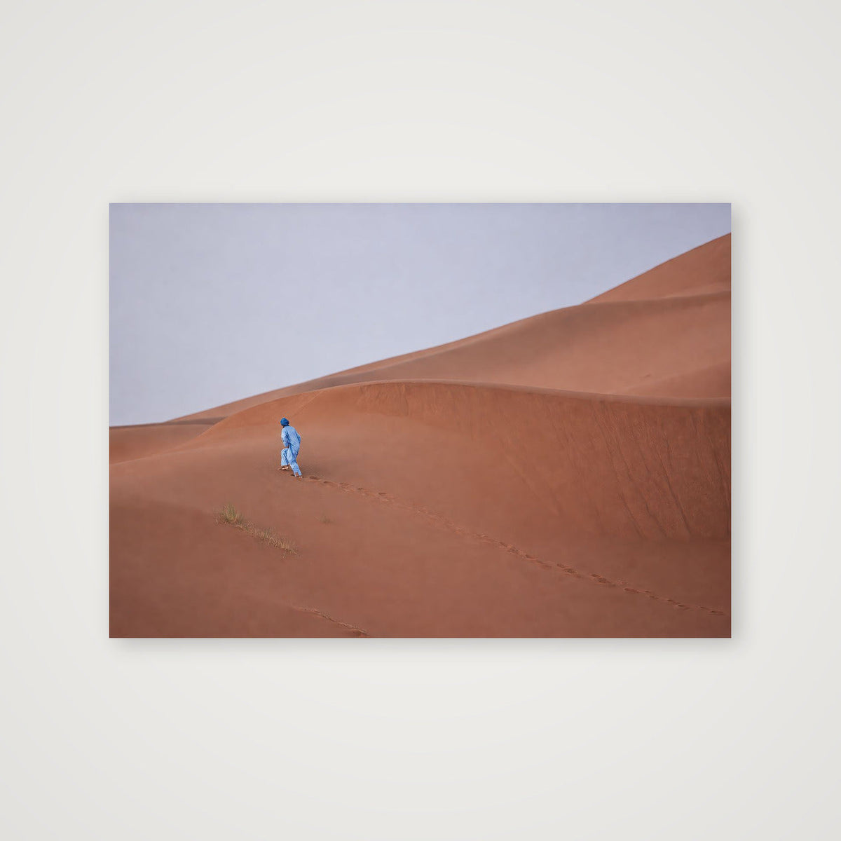Blue Figure Across Quiet Dunes — 100×70cm, 39×28" Print only