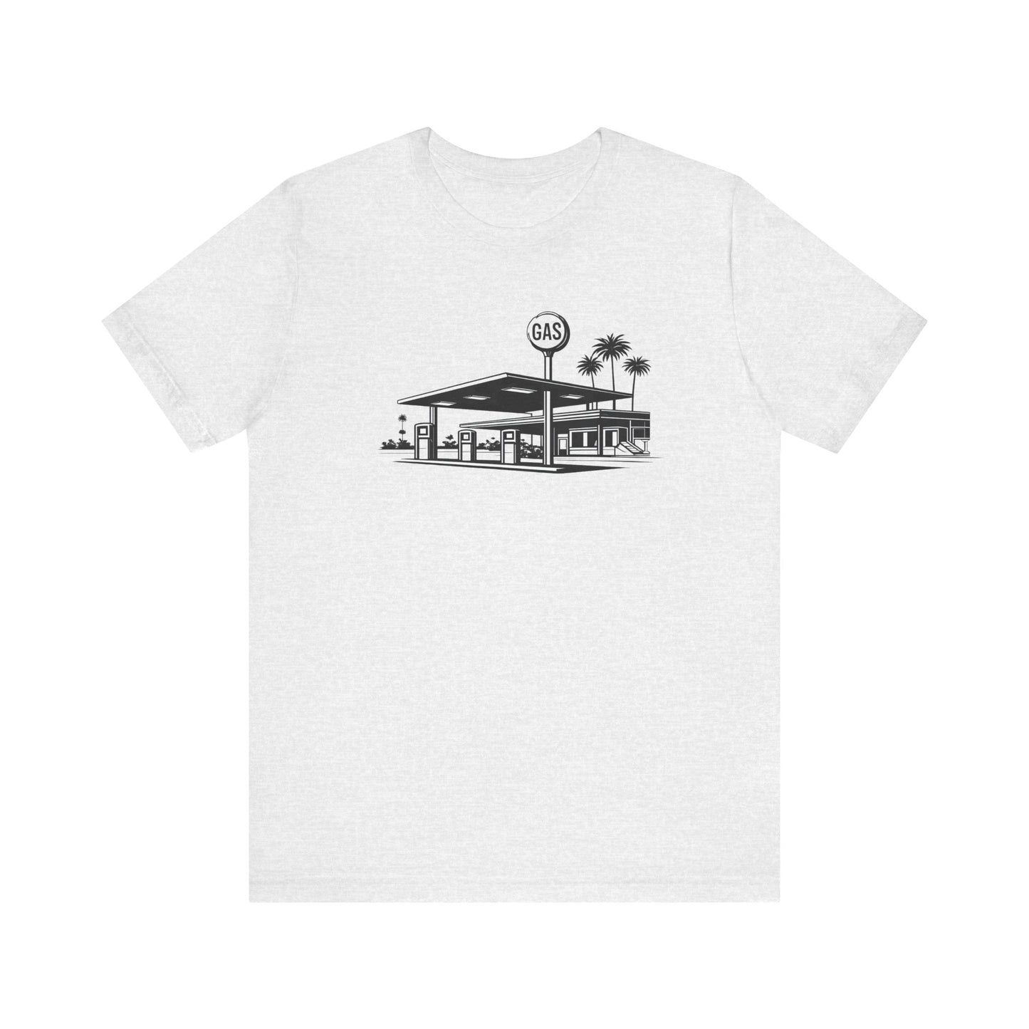 Mid Century Gas Station Graphic Tee, Icons of Mid Century series — Retro Desert Pump Illustration T-Shirt, Palm Springs Modern