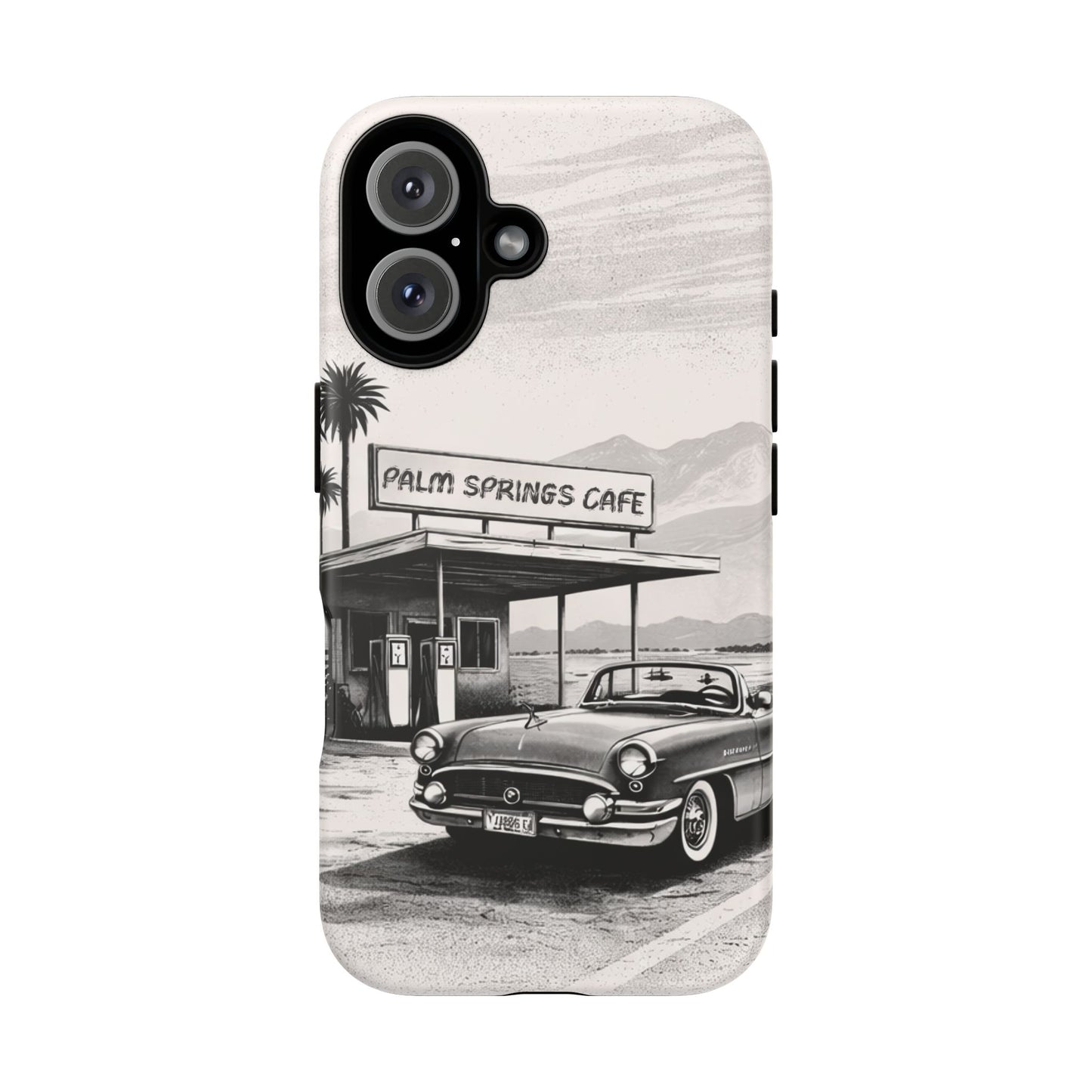 Vintage Palm Springs Cafe Phone Case – Retro Convertible Roadtrip Design