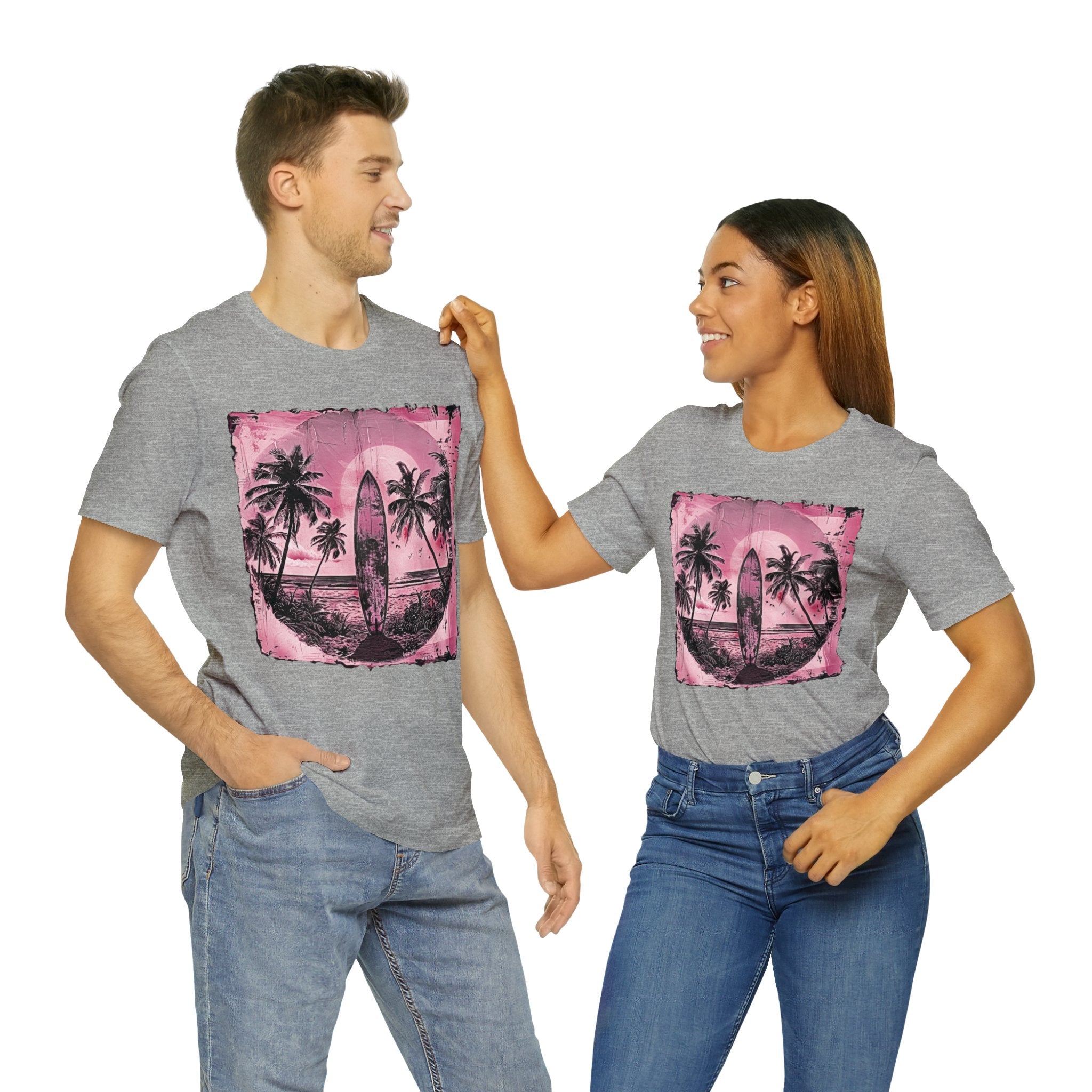 Pink vintage surfboard Unisex Jersey Short Sleeve Tee