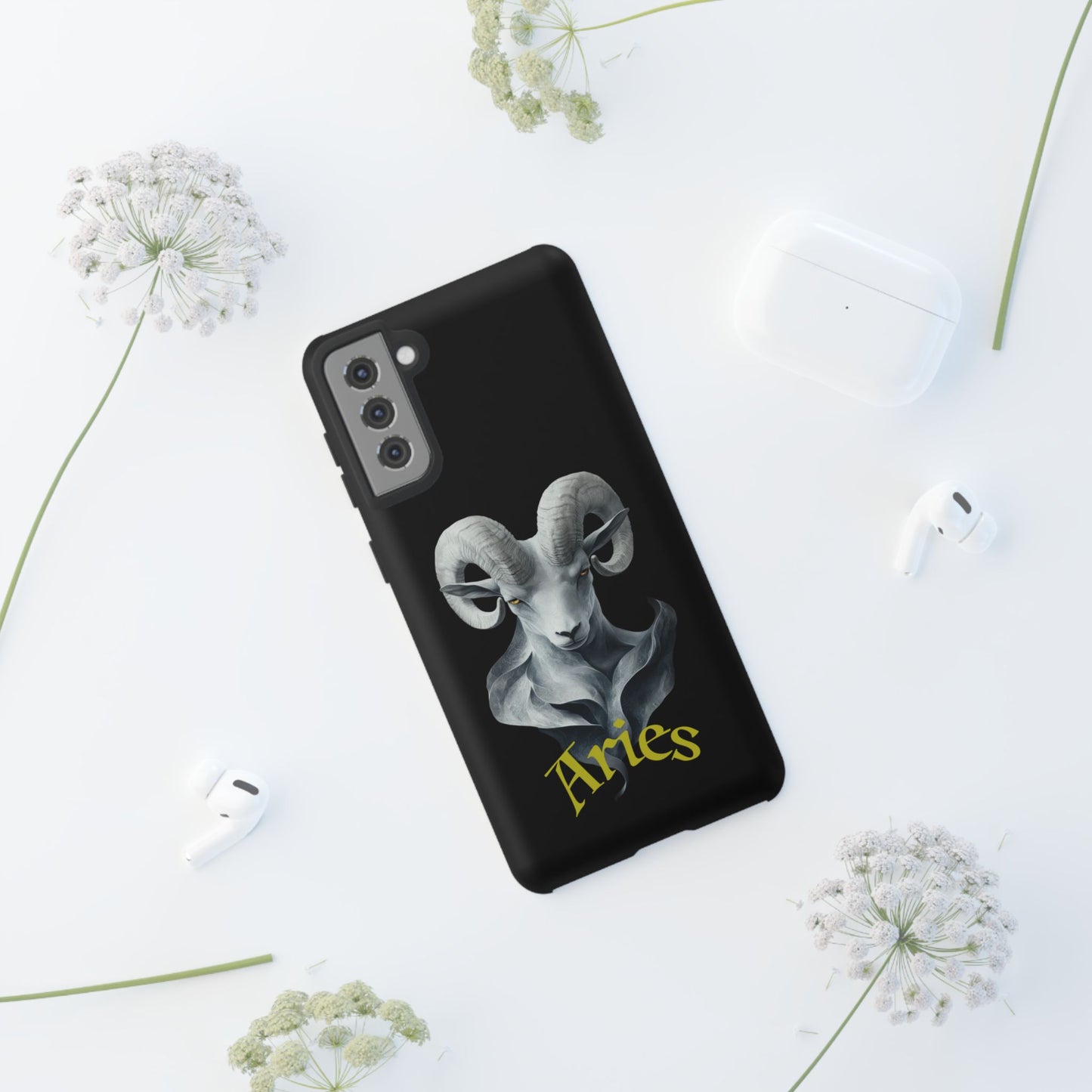 Aries Tough Phone Cases, Artistic Zodiac Phone Cases, premium-quality cases for iPhone, Samsung Galaxy, and Google Pixel devices