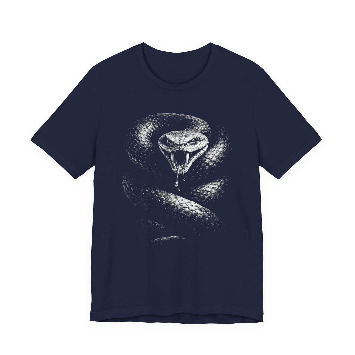Snake Graphic Tee in chalk drawing style— Coiled Rattlesnake Vintage Snakebite Design