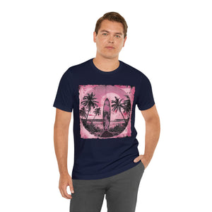Pink vintage surfboard Unisex Jersey Short Sleeve Tee