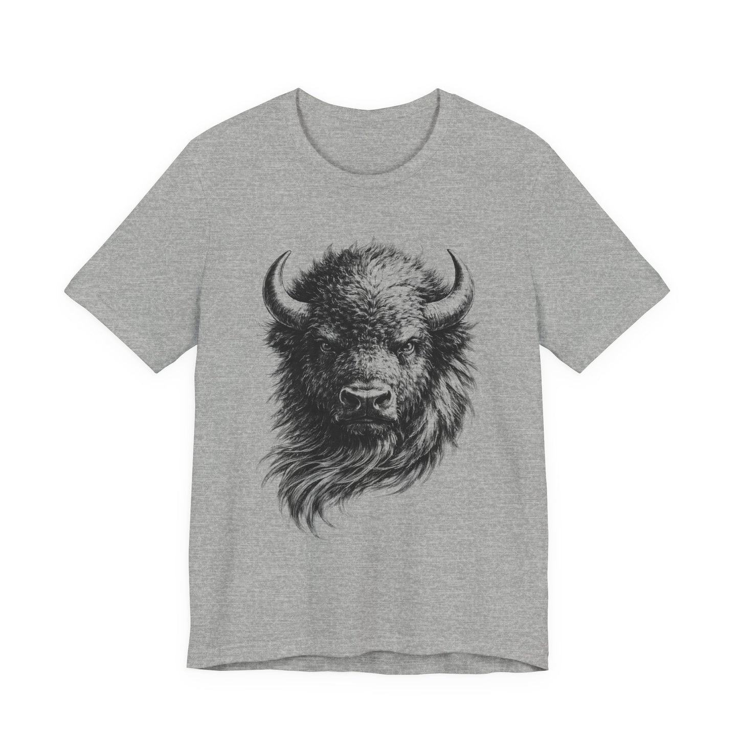 Bison Head Graphic Tee — Vintage Buffalo Illustration in charcoal drawing style T-Shirt