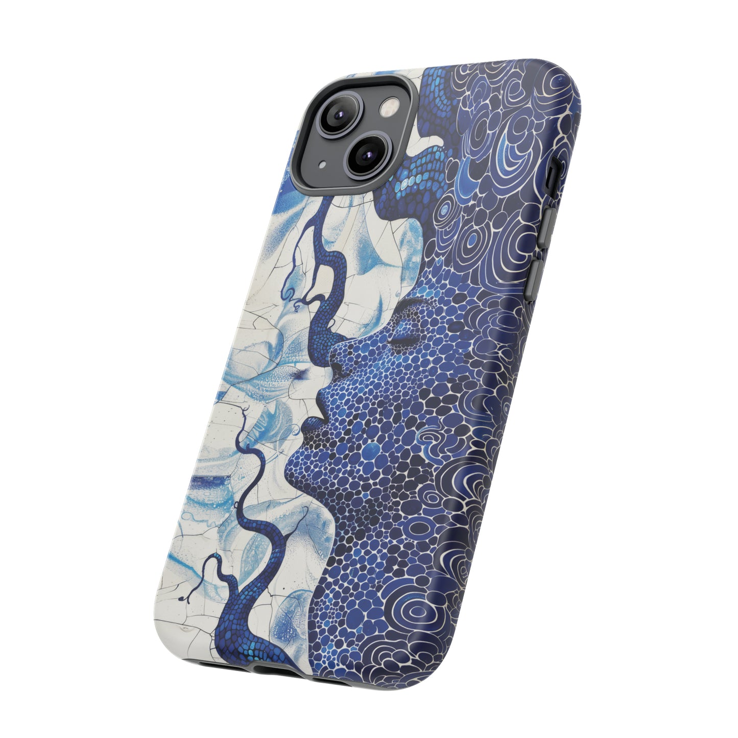 Phone Case, blue woman Artistic design, Tough Case, Colorful whimsical fantasy design, iPhone 15, 14, 13, 12, 11, Samsung, Pixel