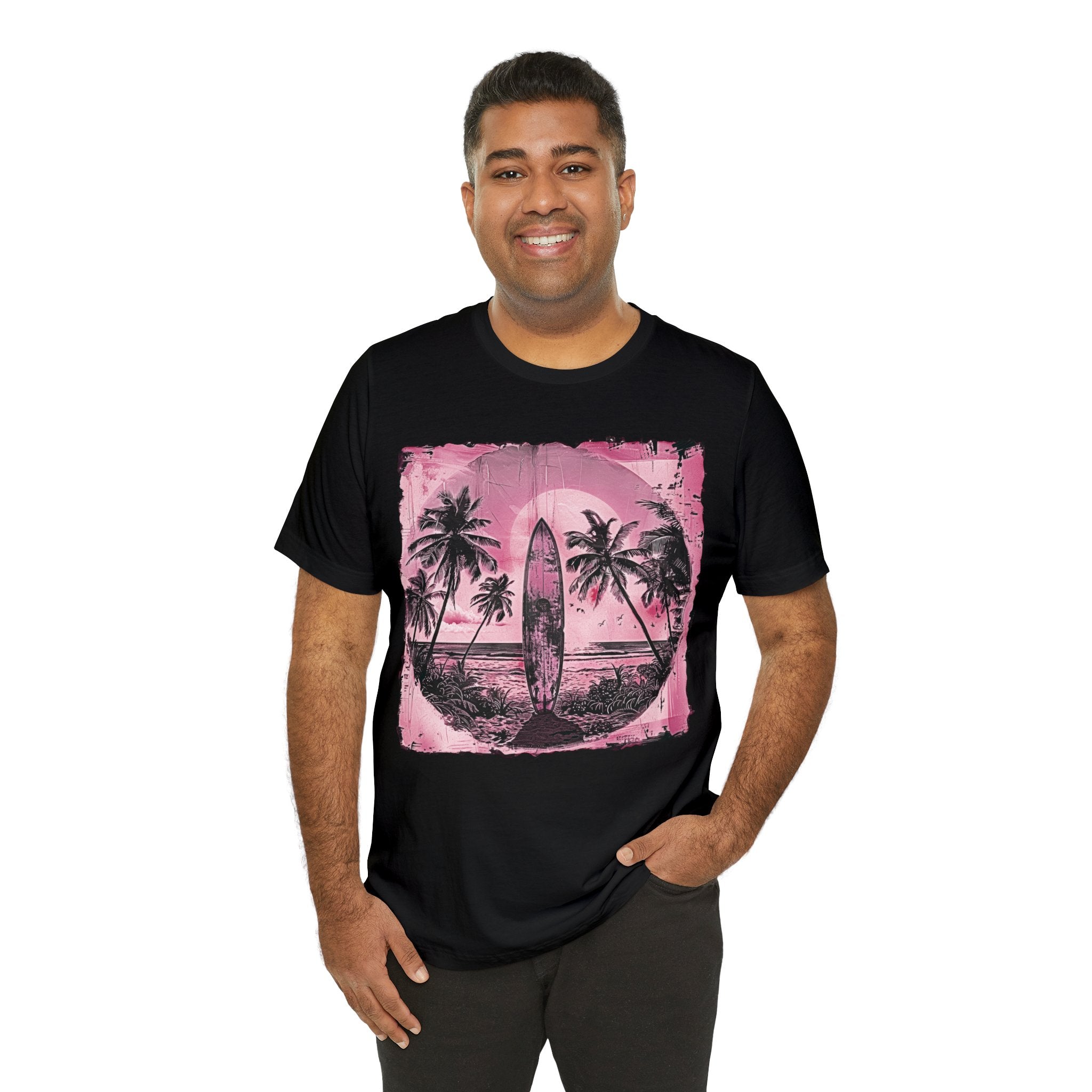 Pink vintage surfboard Unisex Jersey Short Sleeve Tee