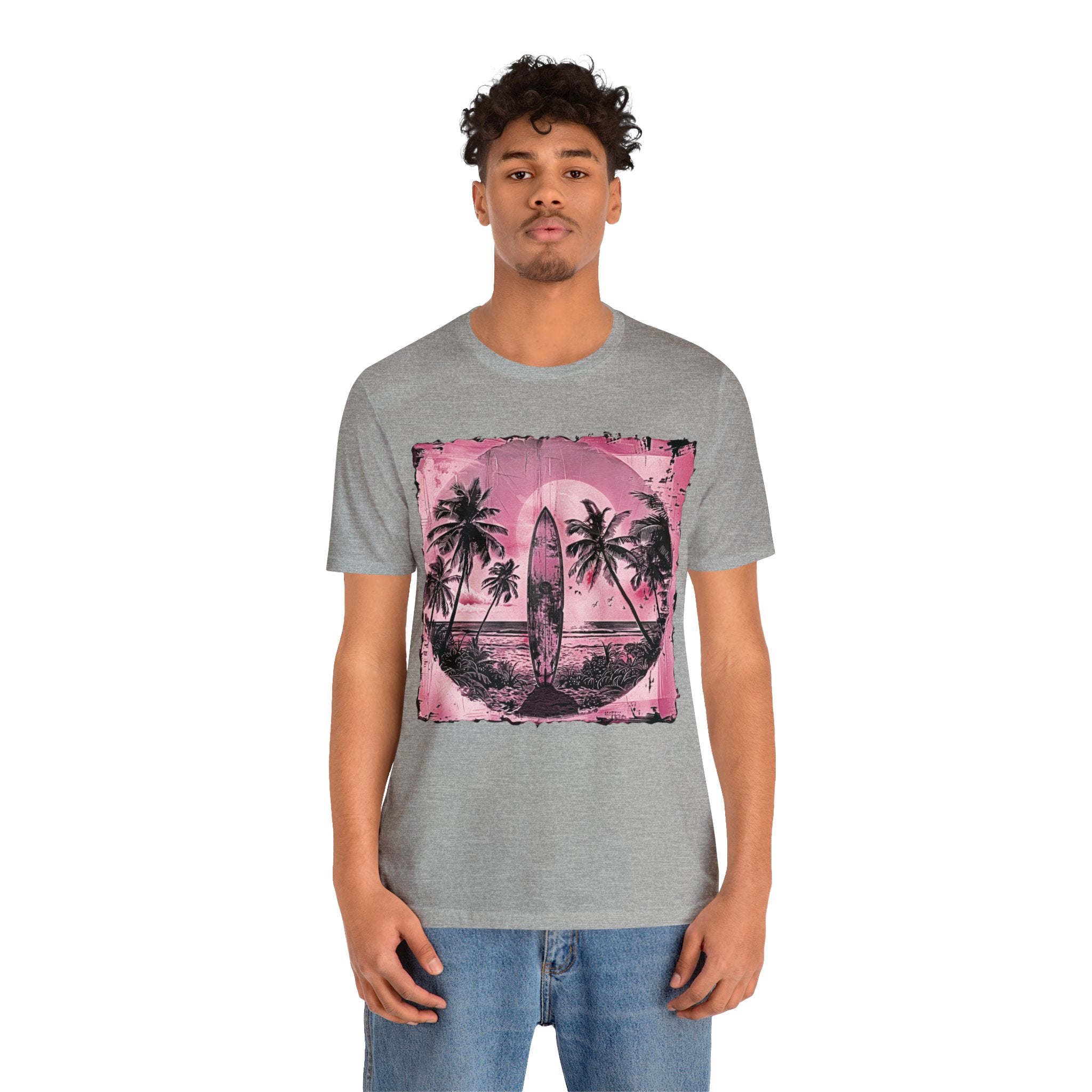 Pink vintage surfboard Unisex Jersey Short Sleeve Tee