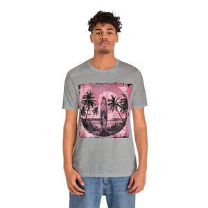 Pink vintage surfboard Unisex Jersey Short Sleeve Tee