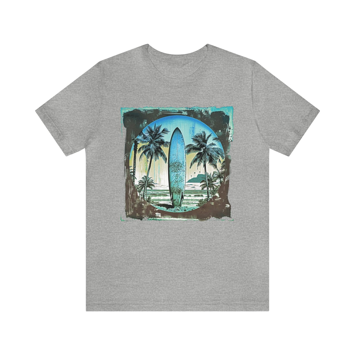 Blue board on the beach Unisex Jersey Short Sleeve Tee