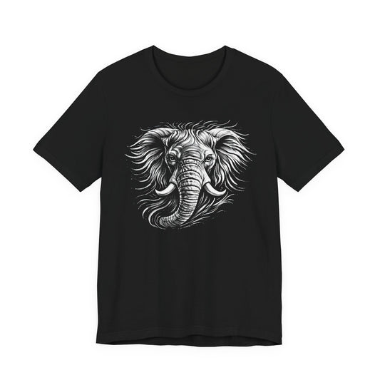 Elephant Head Graphic Tee — Detailed Monochrome in chalk drawing style Wildlife T-Shirt