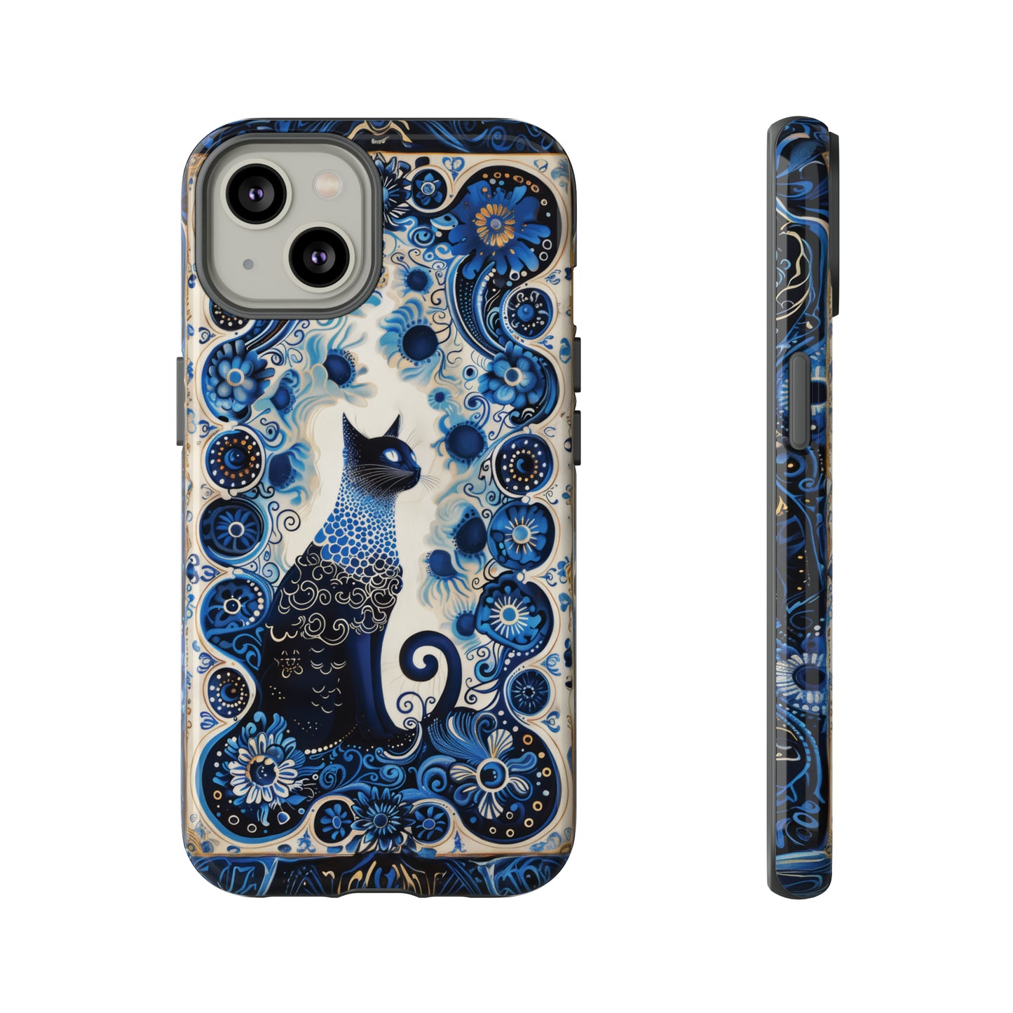 Black cat in frame Tough Cases