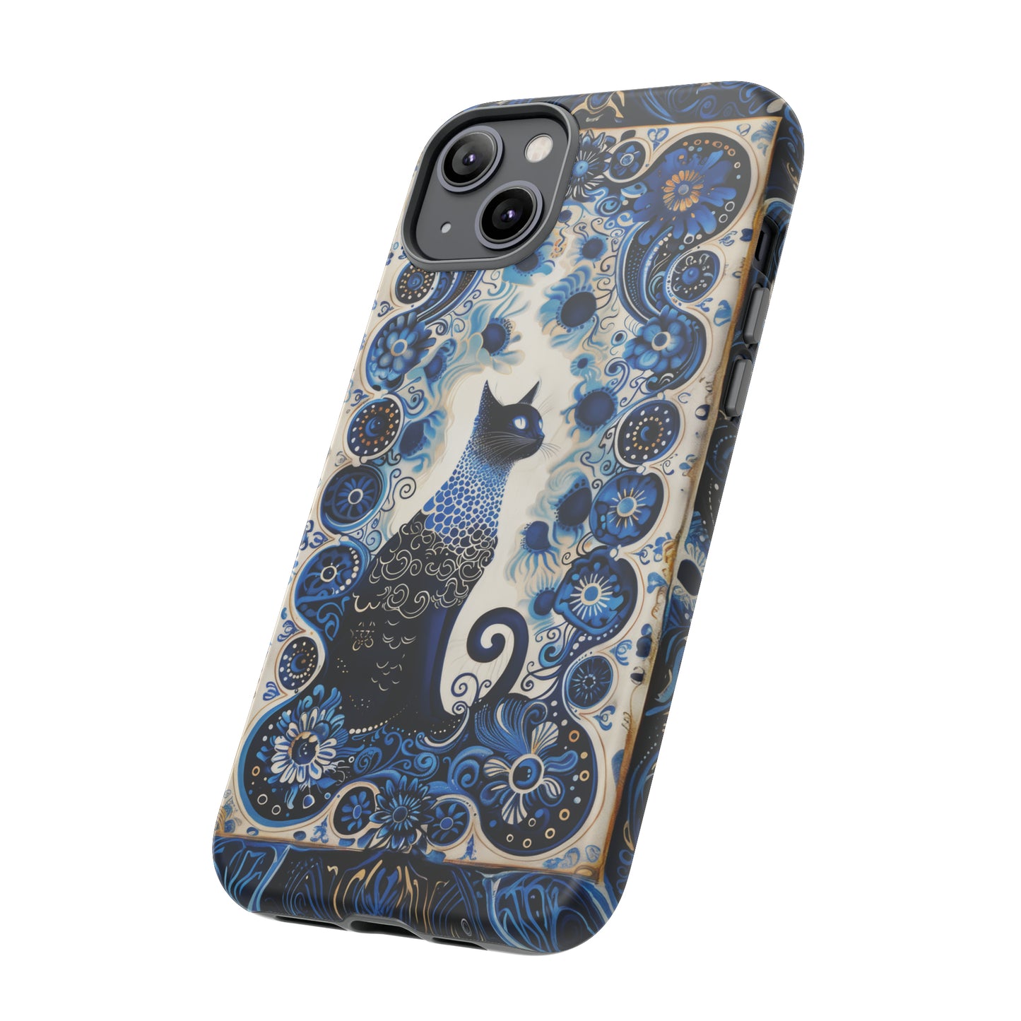 Black cat in frame Tough Cases