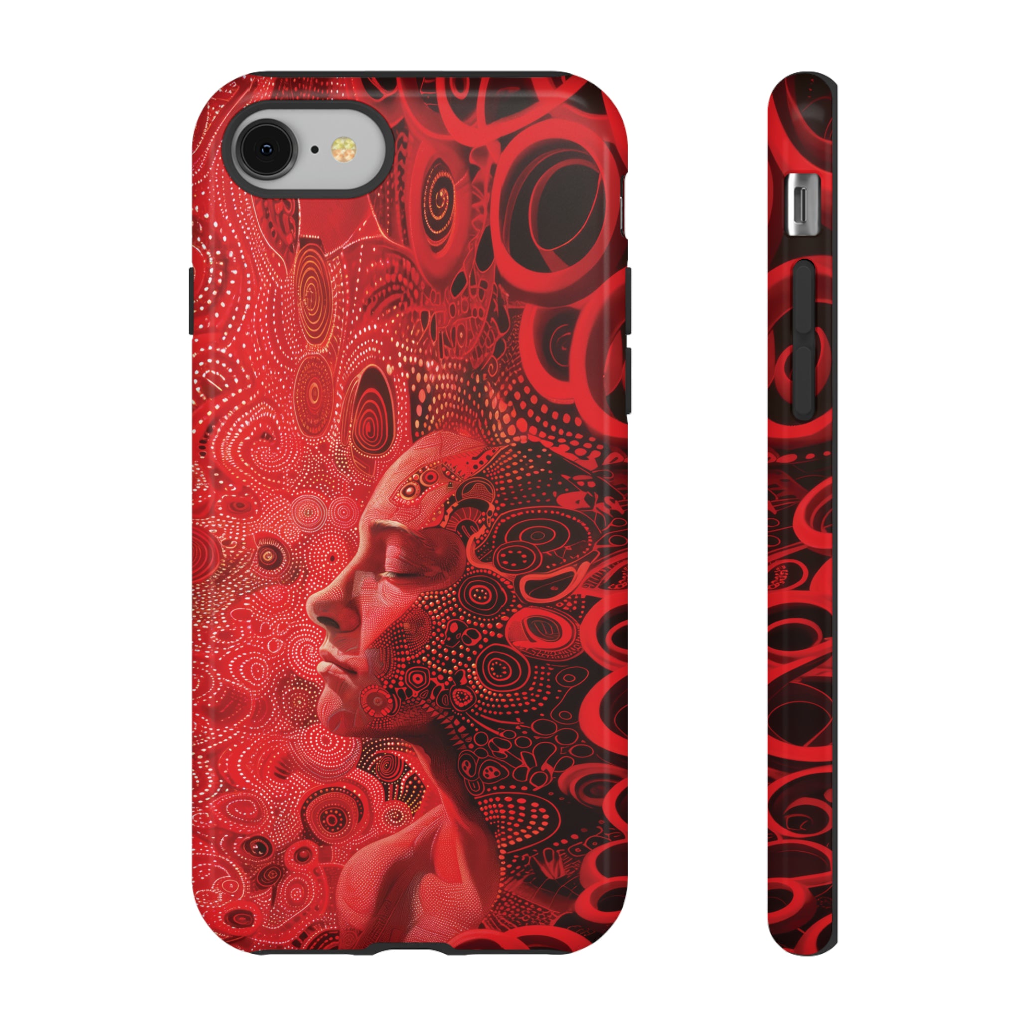 Phone Case, woman in red, Artistic design, Tough Case, red whimsical fantasy design, iPhone 15, 14, 13, 12, 11, Samsung, Pixel