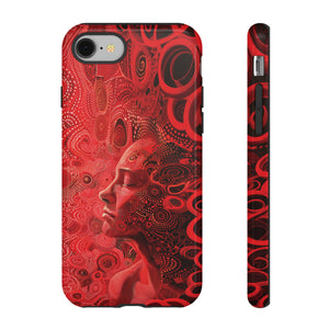 Phone Case, woman in red, Artistic design, Tough Case, red whimsical fantasy design, iPhone 15, 14, 13, 12, 11, Samsung, Pixel