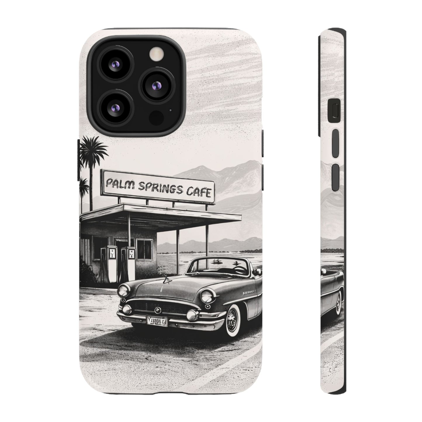 Vintage Palm Springs Cafe Phone Case – Retro Convertible Roadtrip Design