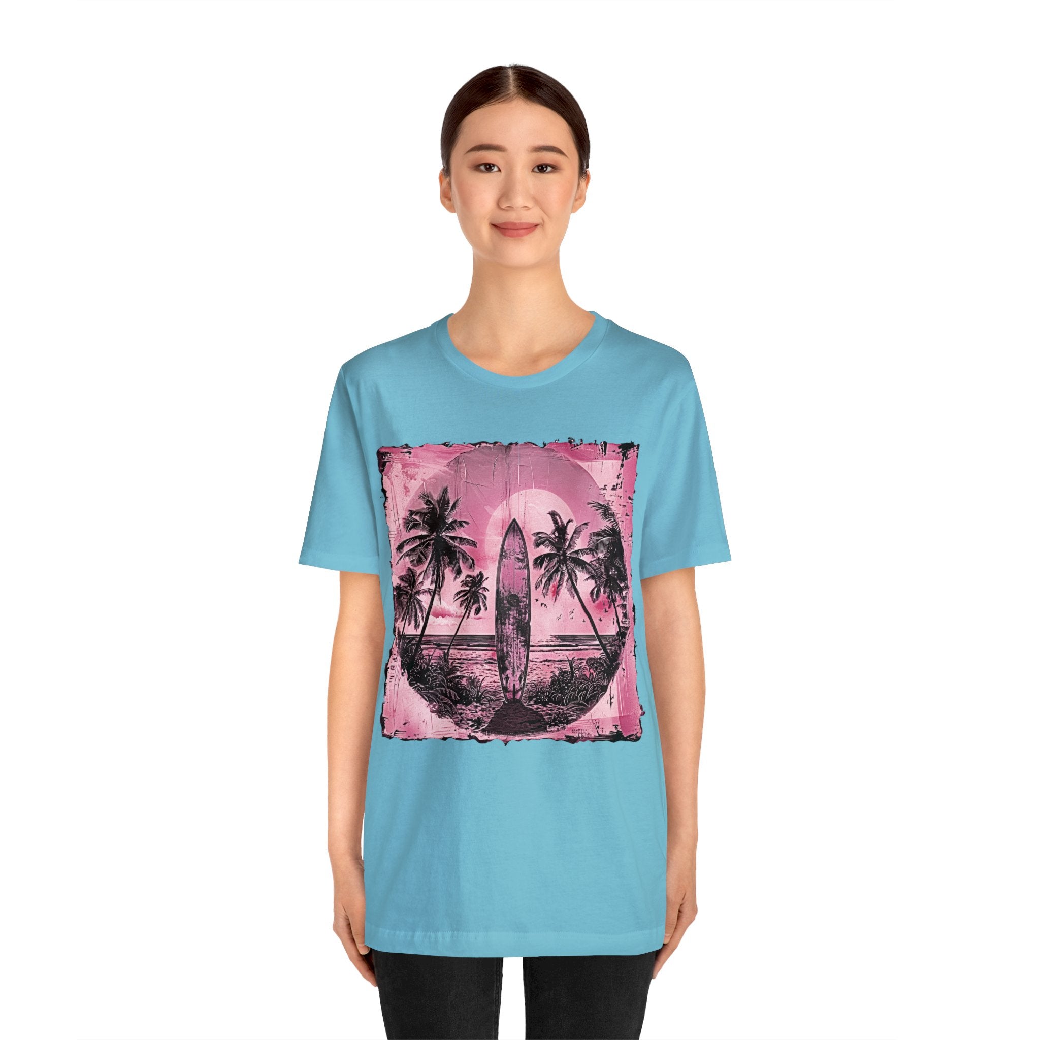Pink vintage surfboard Unisex Jersey Short Sleeve Tee
