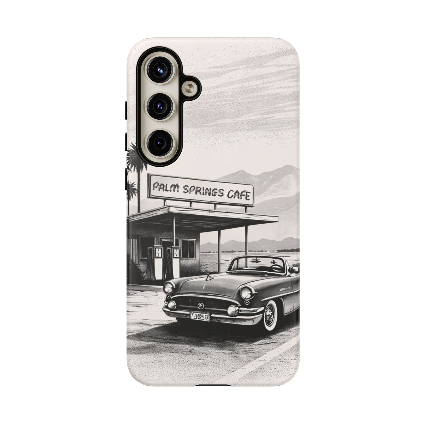 Vintage Palm Springs Cafe Phone Case – Retro Convertible Roadtrip Design