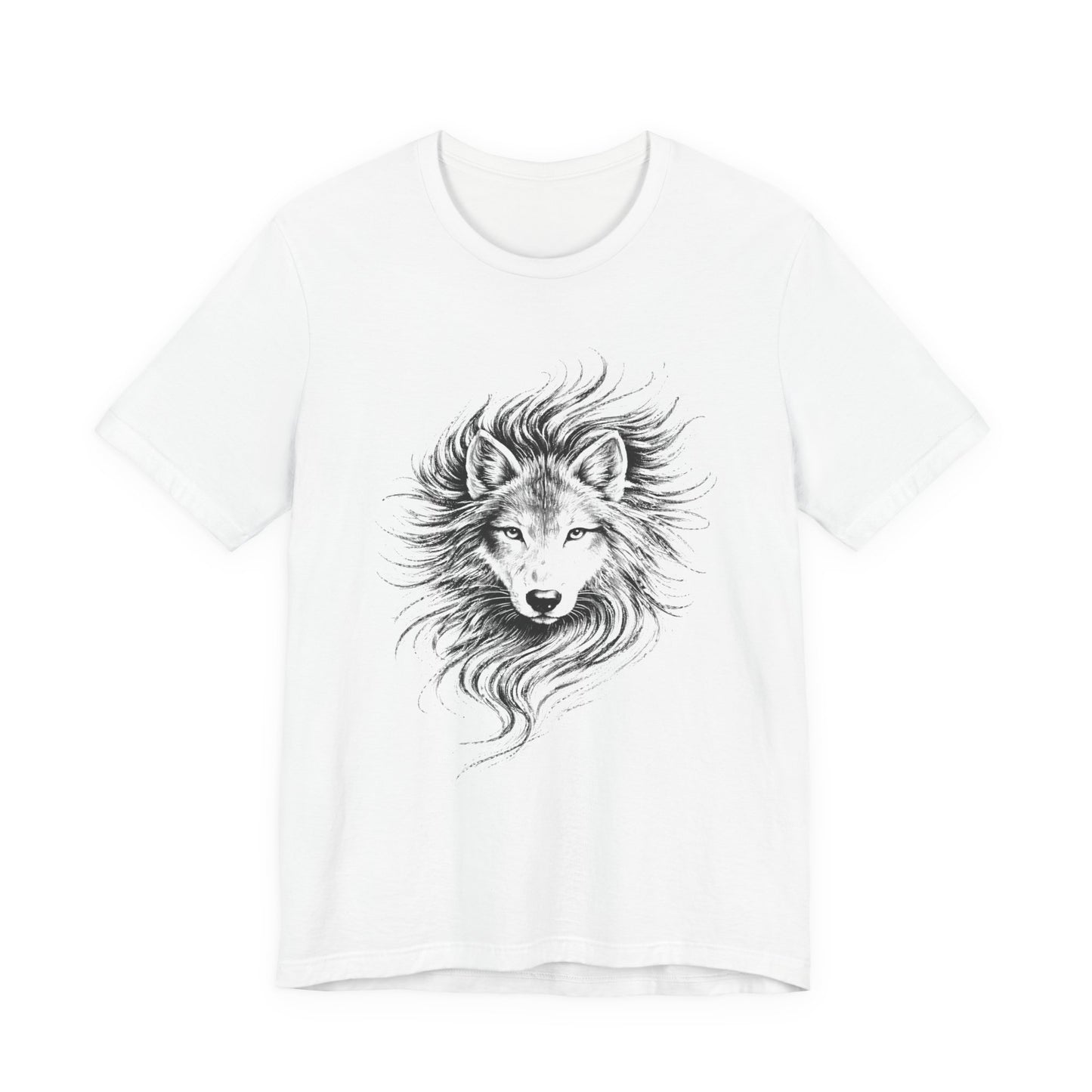 Wolf portrait in charcoal drawing style, unisex wildlife tee
