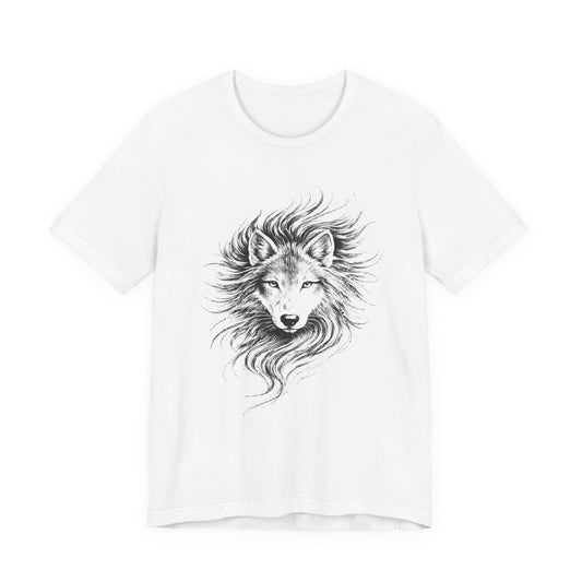 Wolf portrait in charcoal drawing style, unisex wildlife tee