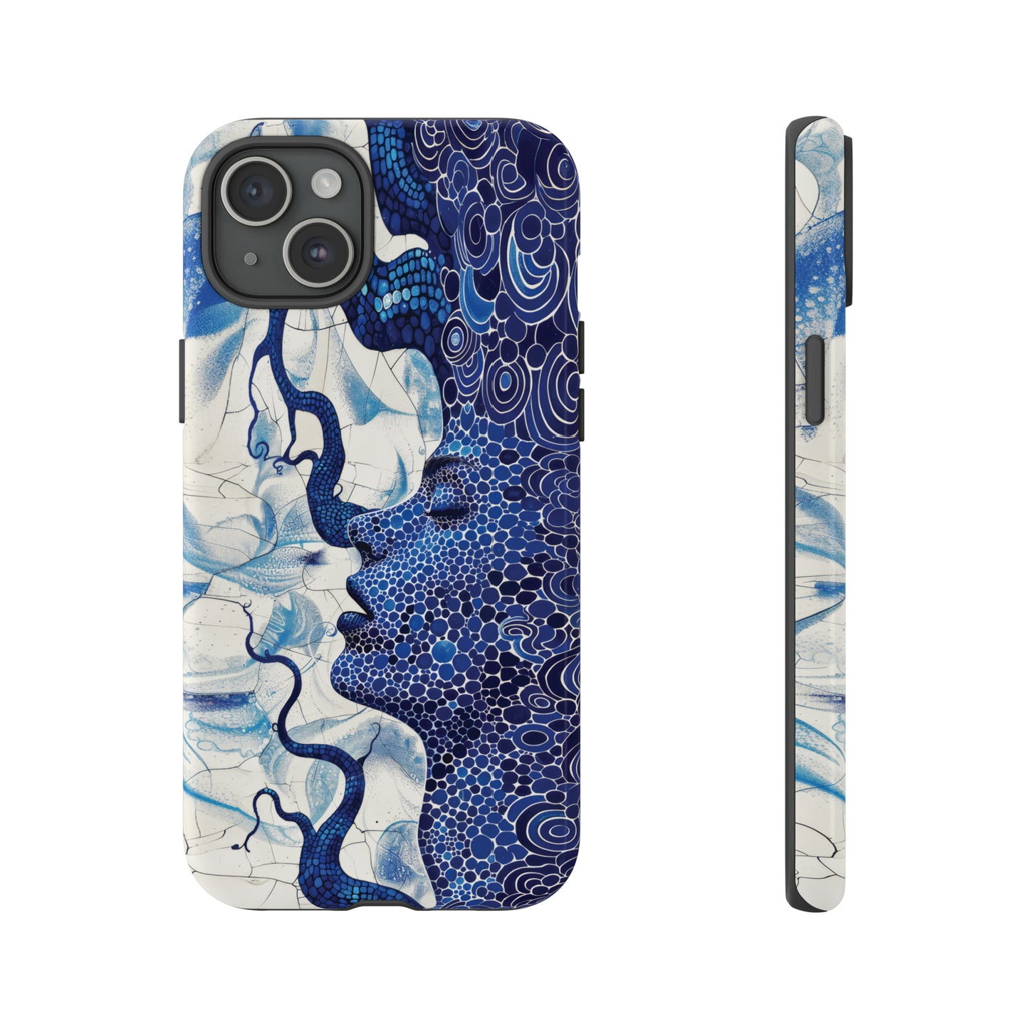 Phone Case, blue woman Artistic design, Tough Case, Colorful whimsical fantasy design, iPhone 15, 14, 13, 12, 11, Samsung, Pixel