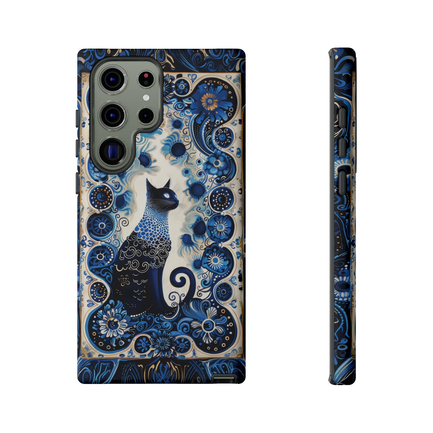 Black cat in frame Tough Cases