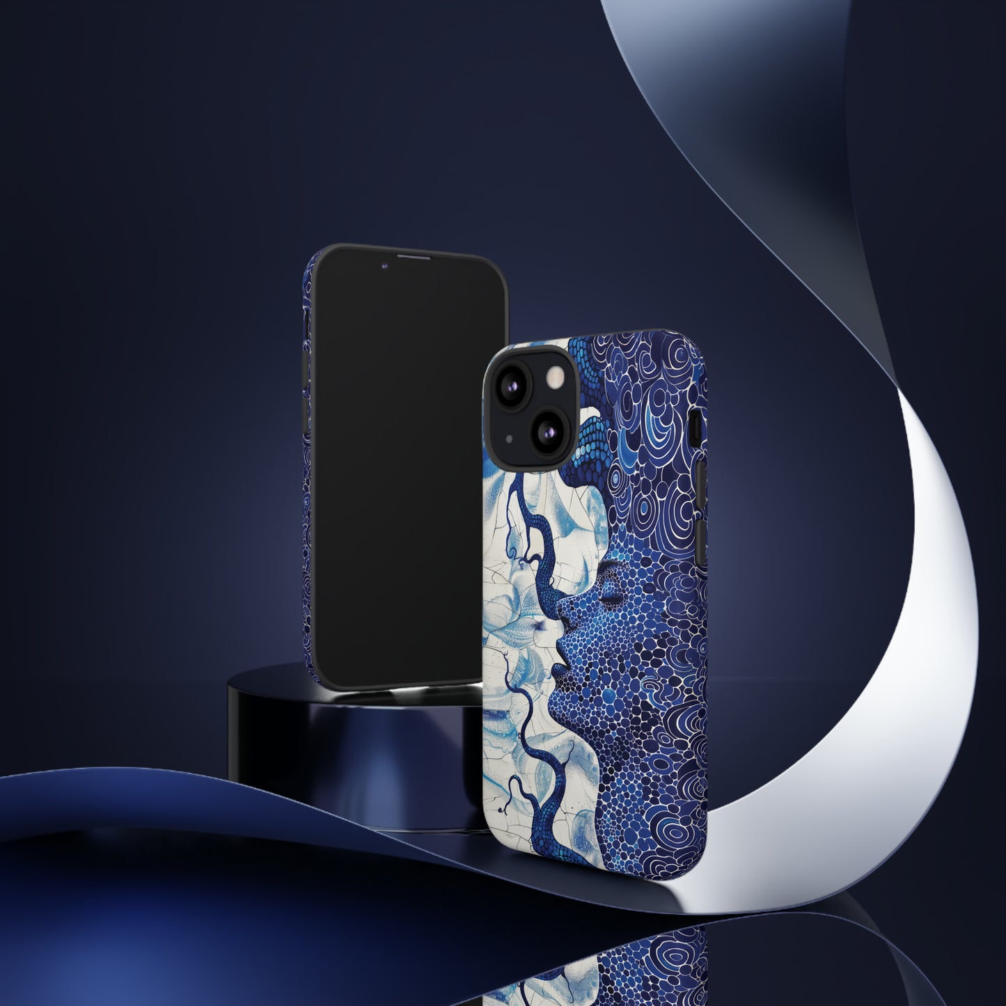 Phone Case, blue woman Artistic design, Tough Case, Colorful whimsical fantasy design, iPhone 15, 14, 13, 12, 11, Samsung, Pixel