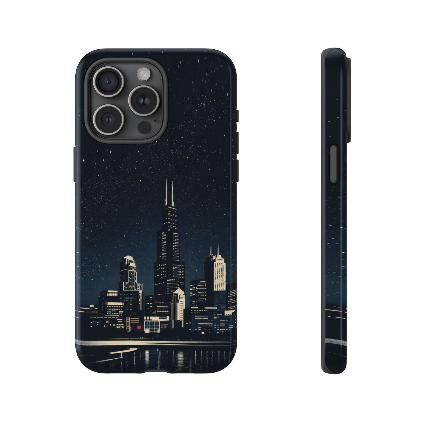 Chicago City Skyline Tough Phone Case – Nighttime Chicago Skyscraper Design