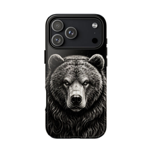 Sketch of a Bear Face Tough Phone Case – Rugged Wild Bear Phone Cover