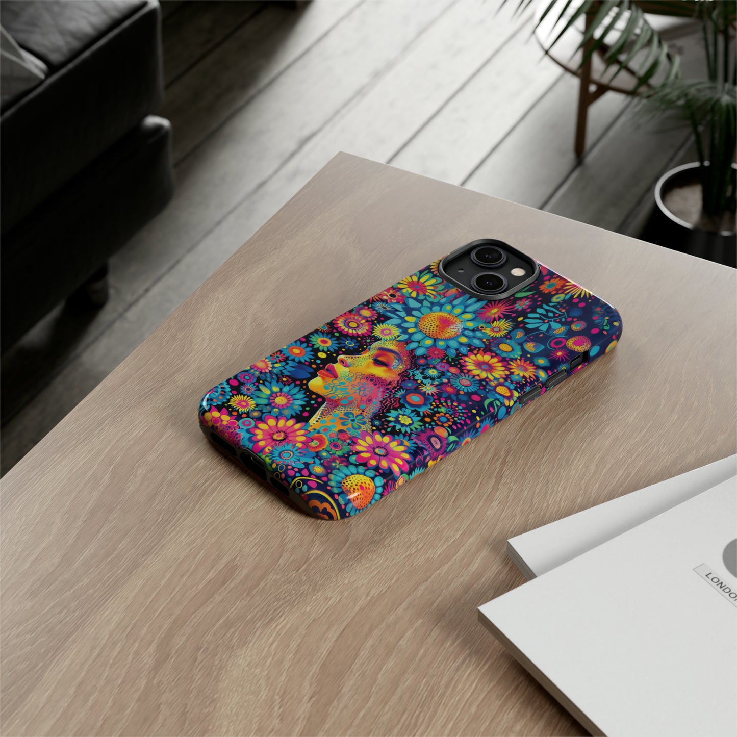 Phone Case, whimsical flower girl, Artistic design, Tough Case, Colorful flower fantasy design, iPhone 15, 14, 13, 12, 11, Samsung, Pixel