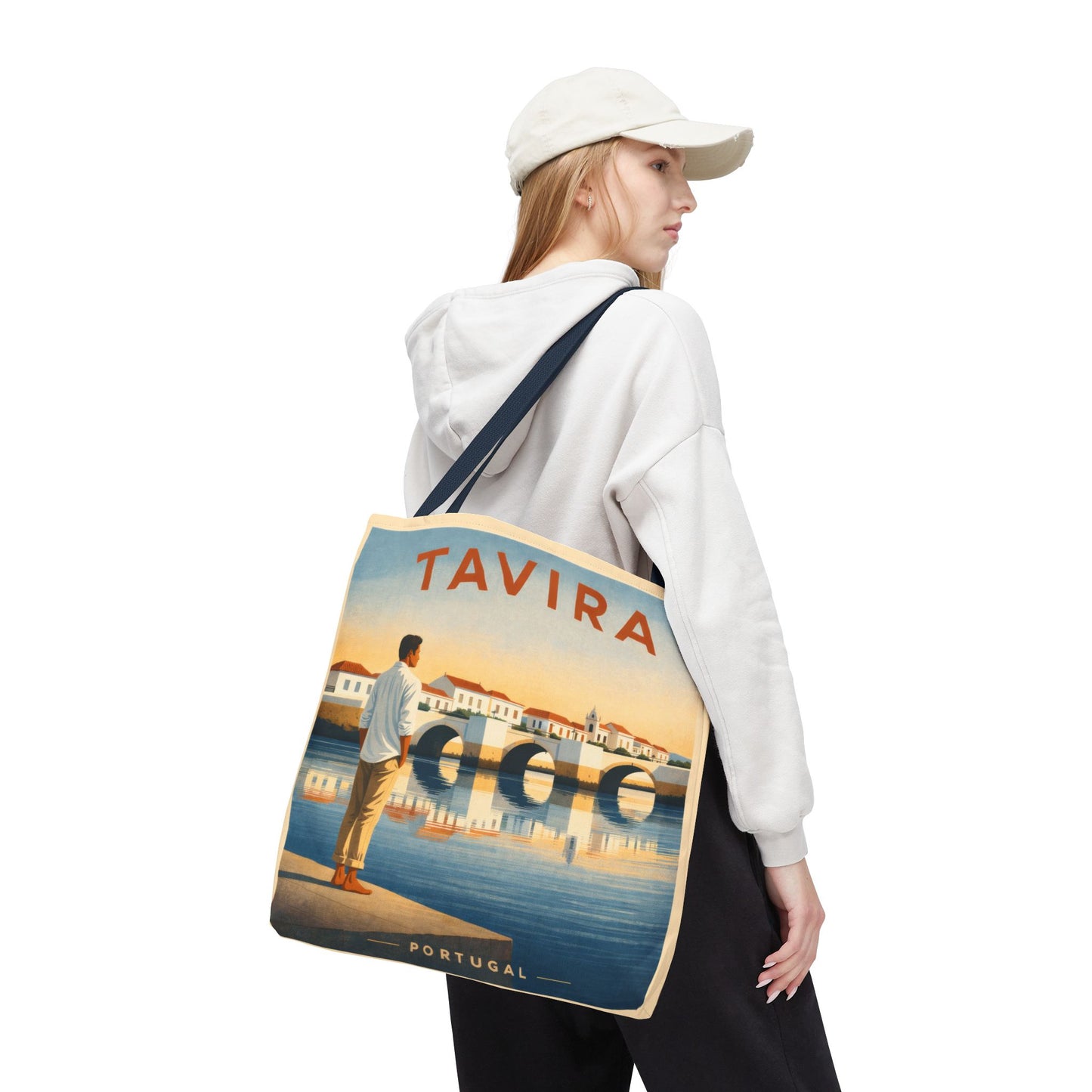 Tavira Portugal Vintage Travel Poster Tote Bag, Iconic Tavira
