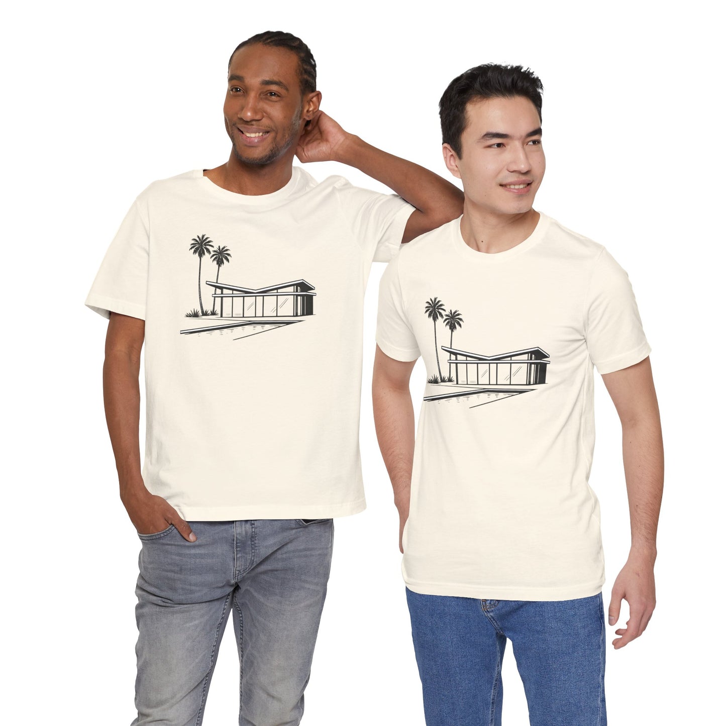 Mid-Century Modern House Tee Mid Century Icons series— Palm Tree Architectural Graphic Shirt, Mid Century modern, Palm Springs