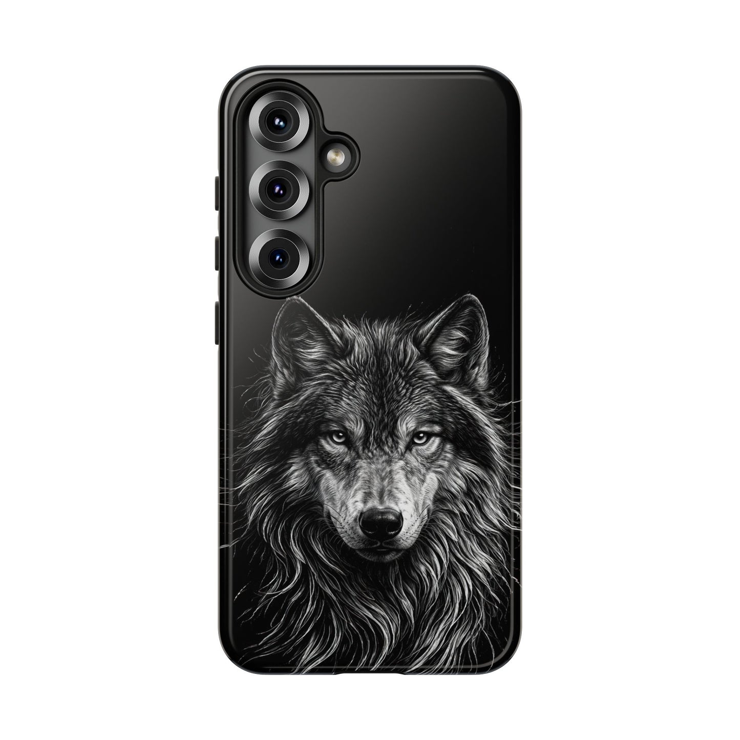 Wolf drawing Phone Case - Tough and Stylish Black Design