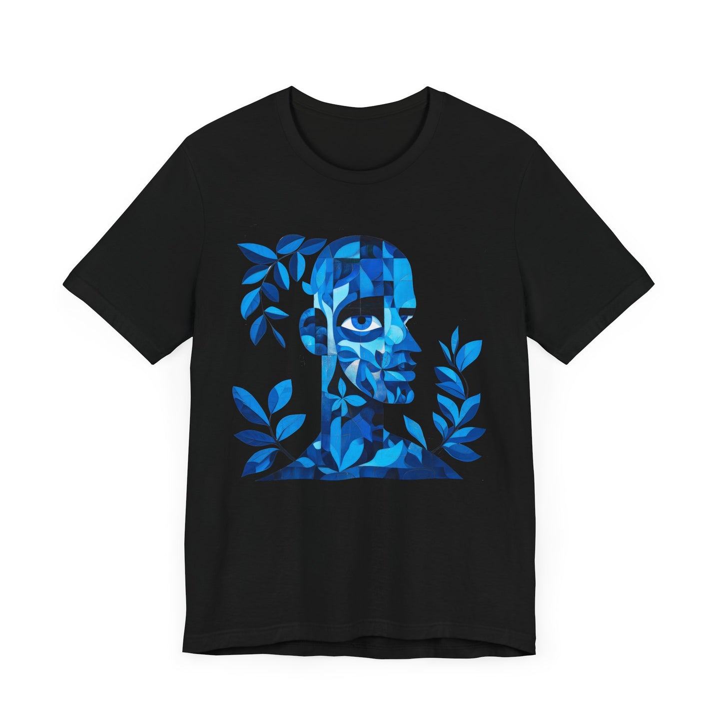 Blue Floral Art Unisex Tee, Artistic Graphic Shirt, Trendy Summer Wear, Gift for Art Lovers, Casual Everyday Style