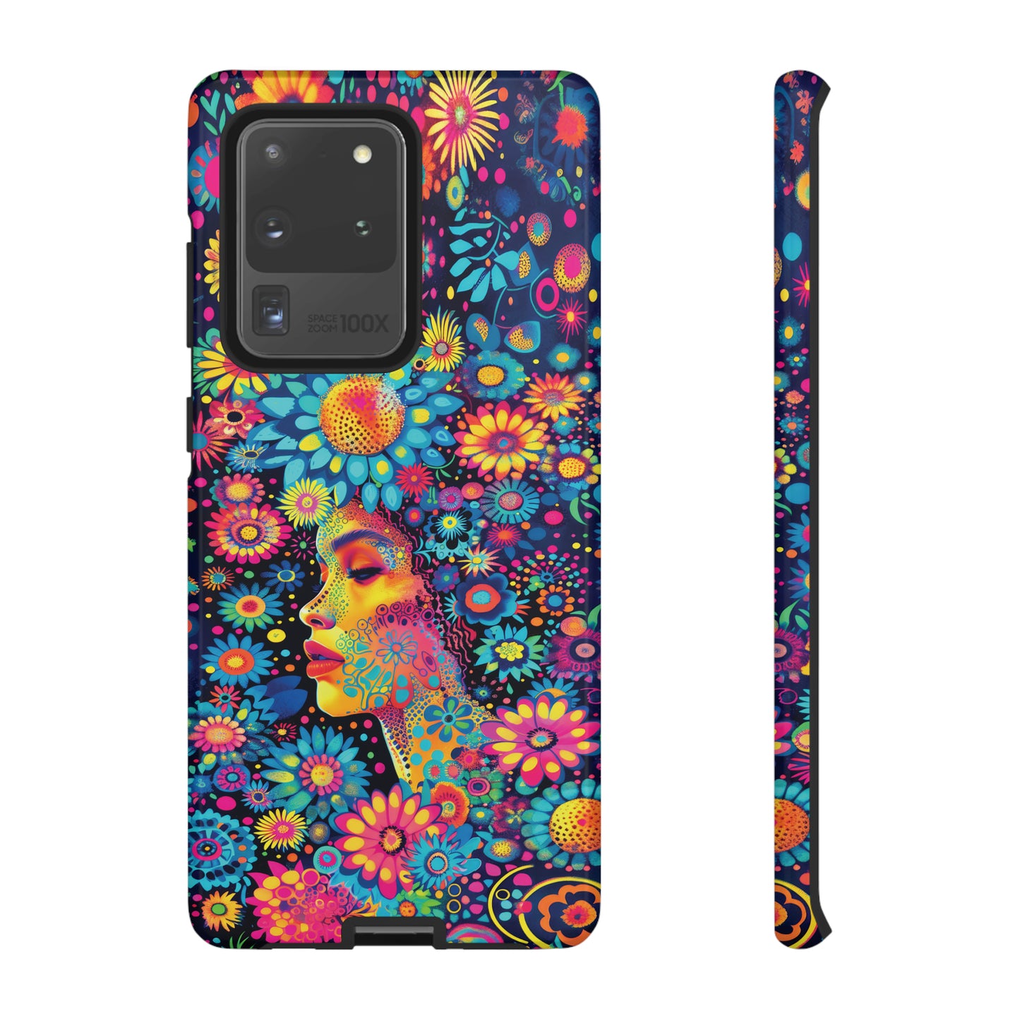 Phone Case, whimsical flower girl, Artistic design, Tough Case, Colorful flower fantasy design, iPhone 15, 14, 13, 12, 11, Samsung, Pixel