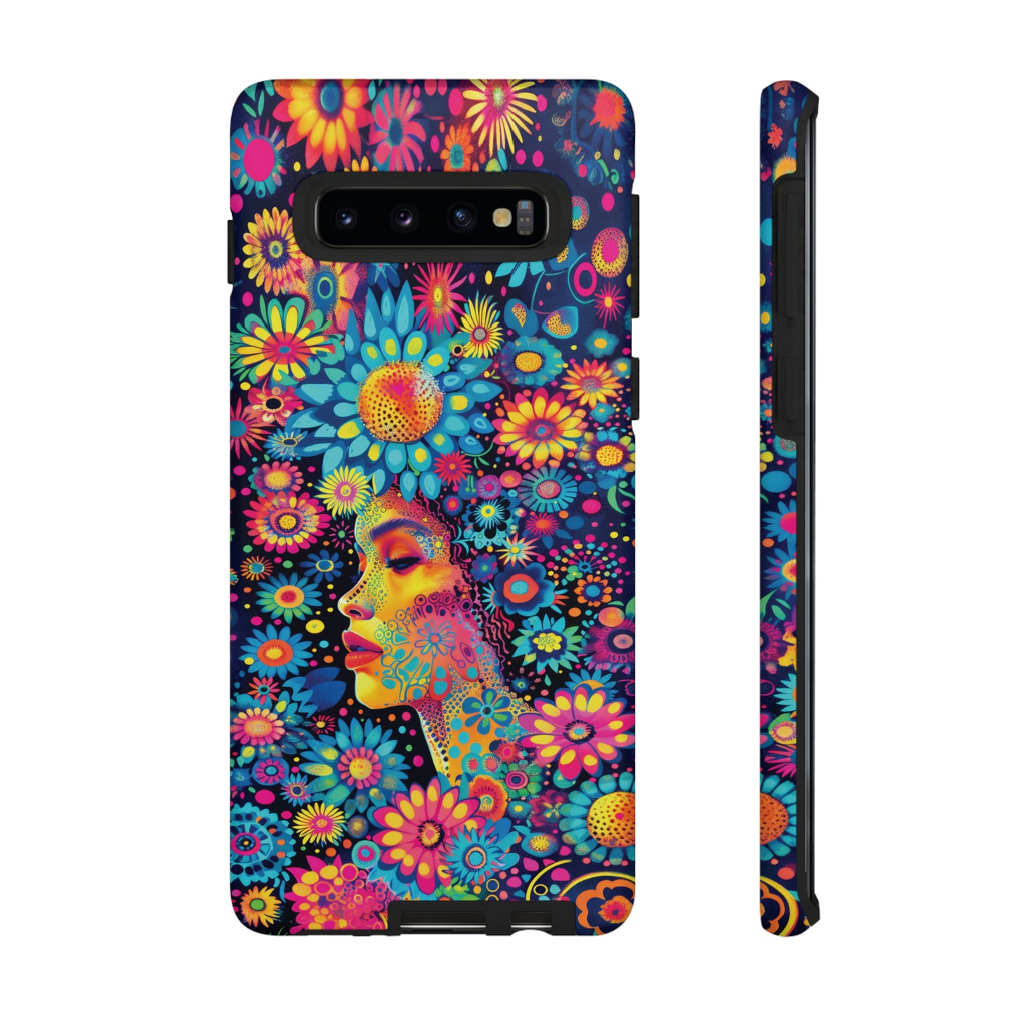 Phone Case, whimsical flower girl, Artistic design, Tough Case, Colorful flower fantasy design, iPhone 15, 14, 13, 12, 11, Samsung, Pixel