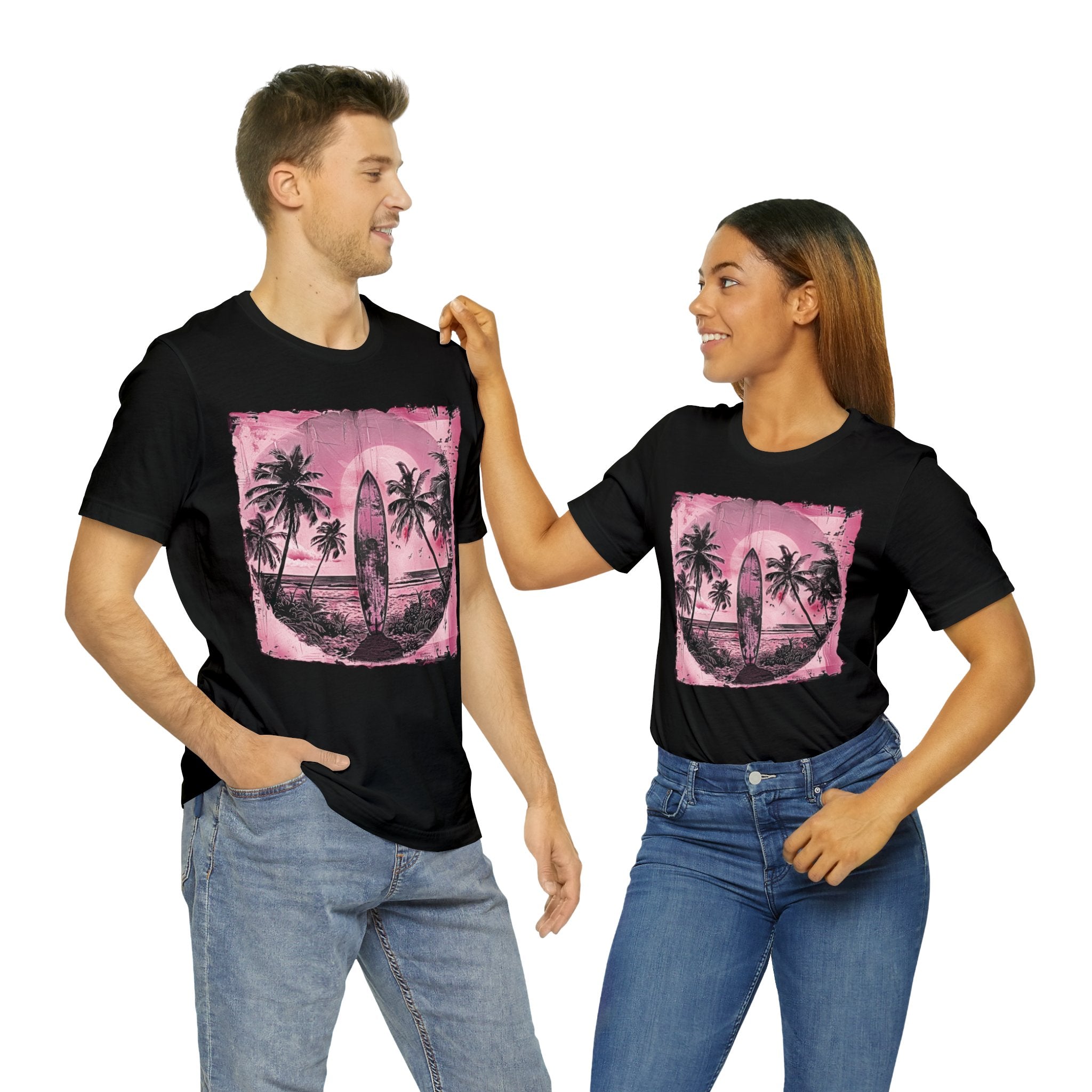 Pink vintage surfboard Unisex Jersey Short Sleeve Tee