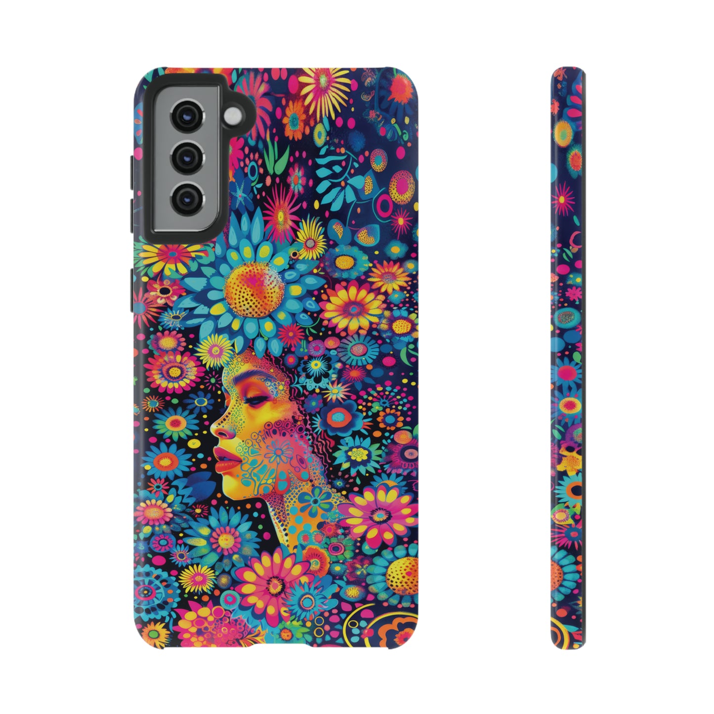 Phone Case, whimsical flower girl, Artistic design, Tough Case, Colorful flower fantasy design, iPhone 15, 14, 13, 12, 11, Samsung, Pixel
