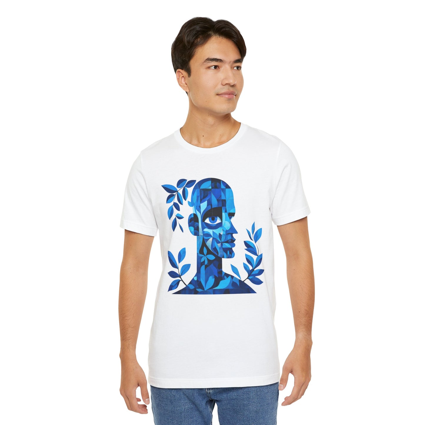 Blue Floral Art Unisex Tee, Artistic Graphic Shirt, Trendy Summer Wear, Gift for Art Lovers, Casual Everyday Style