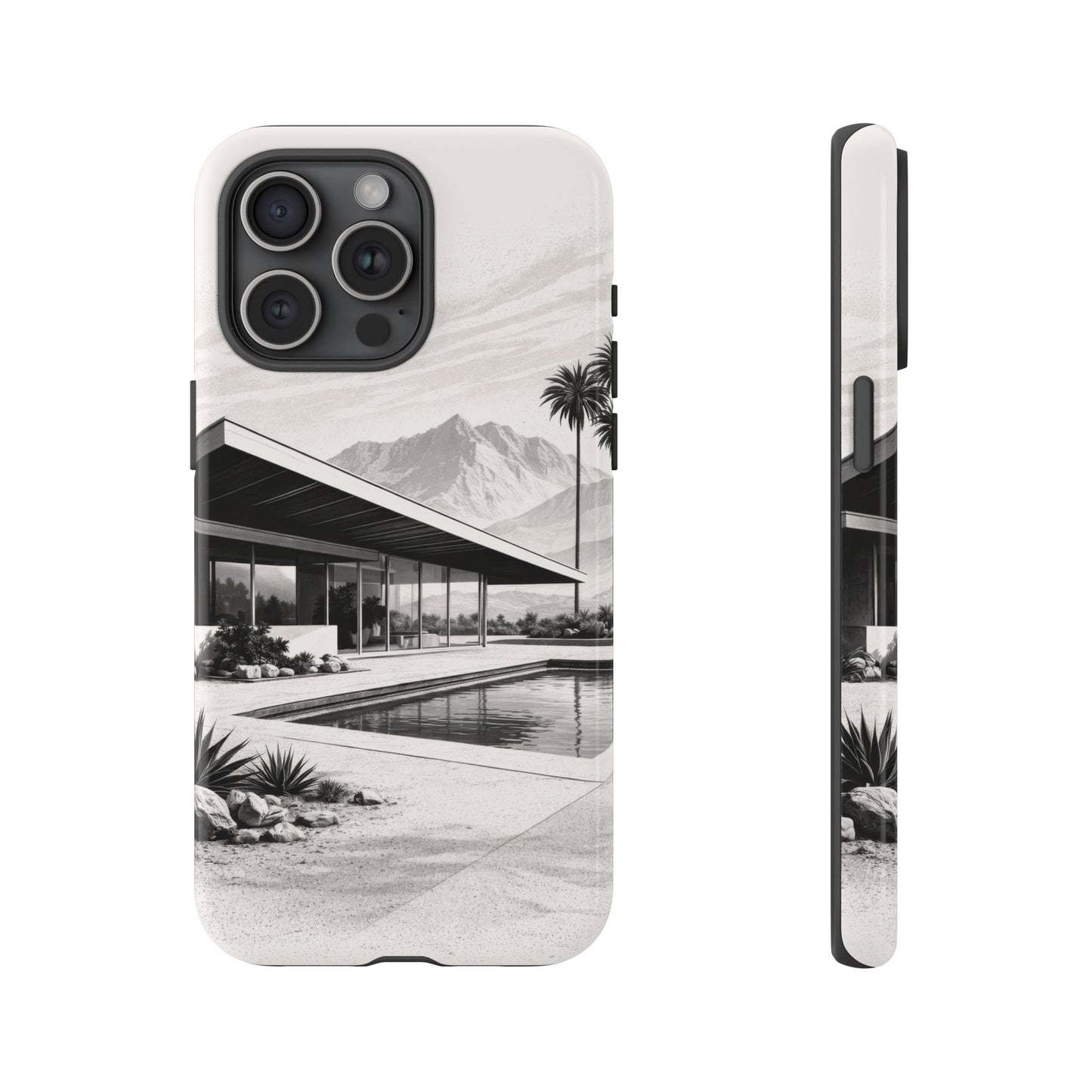 Mid-Century Palm Springs Phone Case – Retro Modern Desert House Design