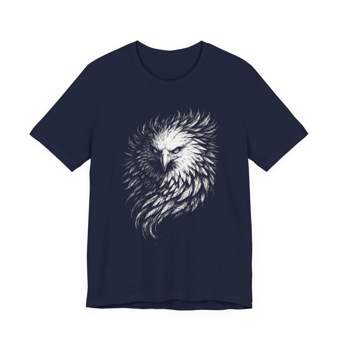 Eagle Head Feather Art T-Shirt in a chalk style, Majestic Eagle Illustration Tee