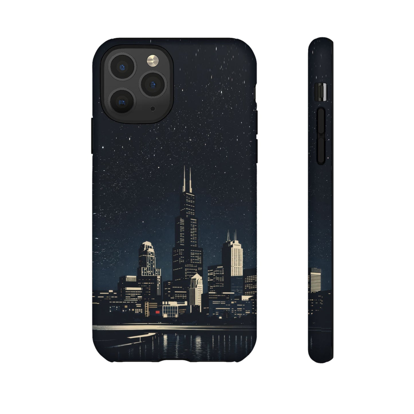 Chicago City Skyline Tough Phone Case – Nighttime Chicago Skyscraper Design